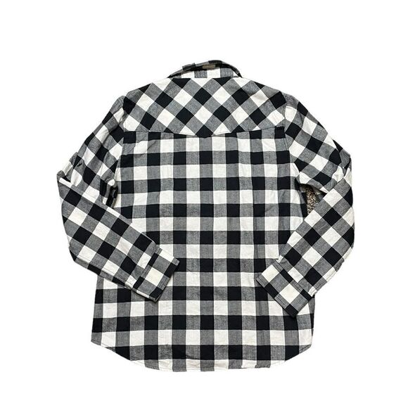 UNTUCKIT Holden Checker Plaid Flannel Black White Size 12 - Picture 2 of 6
